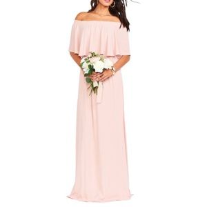 MuMu Hacienda Blush Off-shoulder Bridesmaid Dress